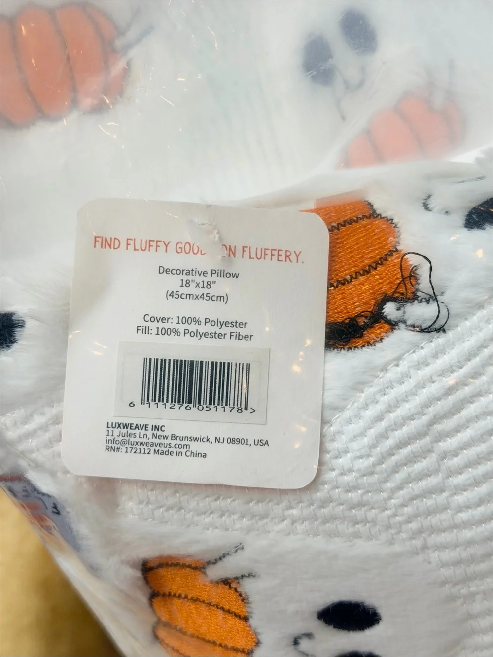 2 NWT Ghost & Pumpkin Embroidered Decorative Throw Cushions | Pillows. Faux Fur